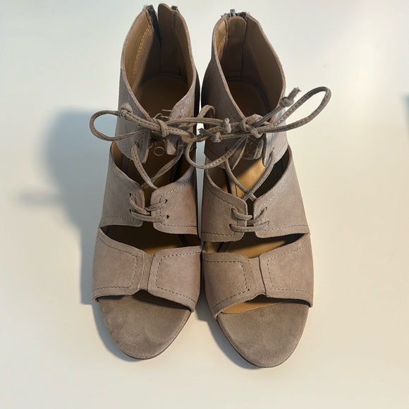 Franco sarto Shawnee mushroom 6.5 tie heel shoes corset front - Picture 2 of 9